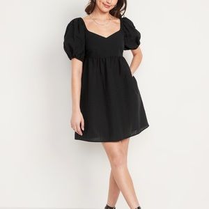 Fit & Flare Puff-Sleeve Seersucker All Day Mini Dress